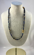 Handcrafted Lapis Lazuli Gemstone Necklace with Abstract Gold Spacers