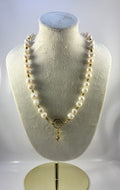 Handcrafted Baroque Pearl Gemstone Necklace with Starburst Pendant