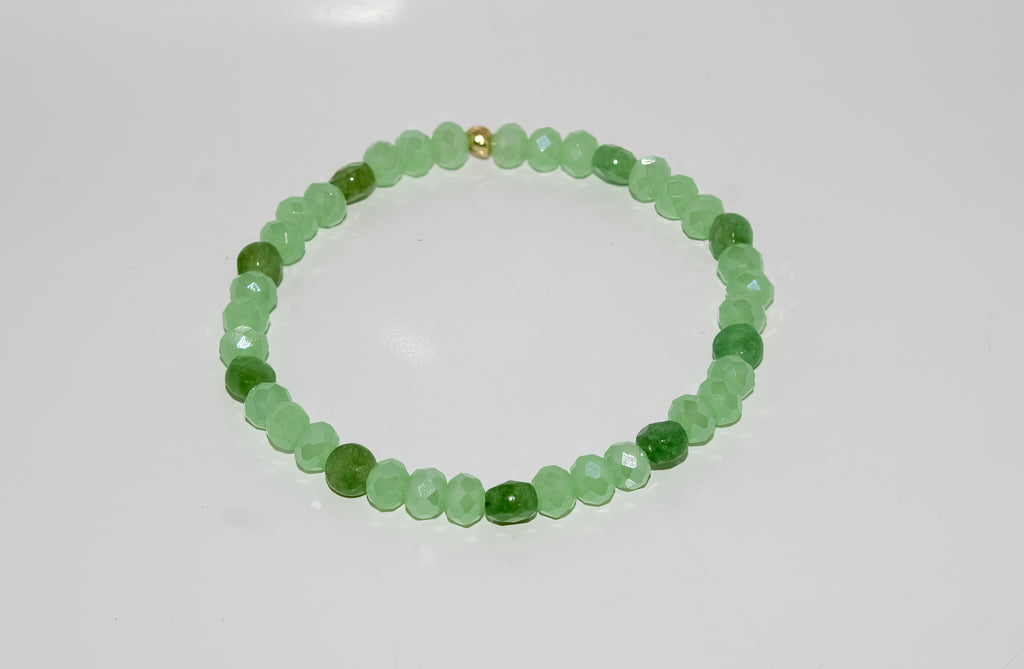 Faceted Green Jade Stretch Bracelet