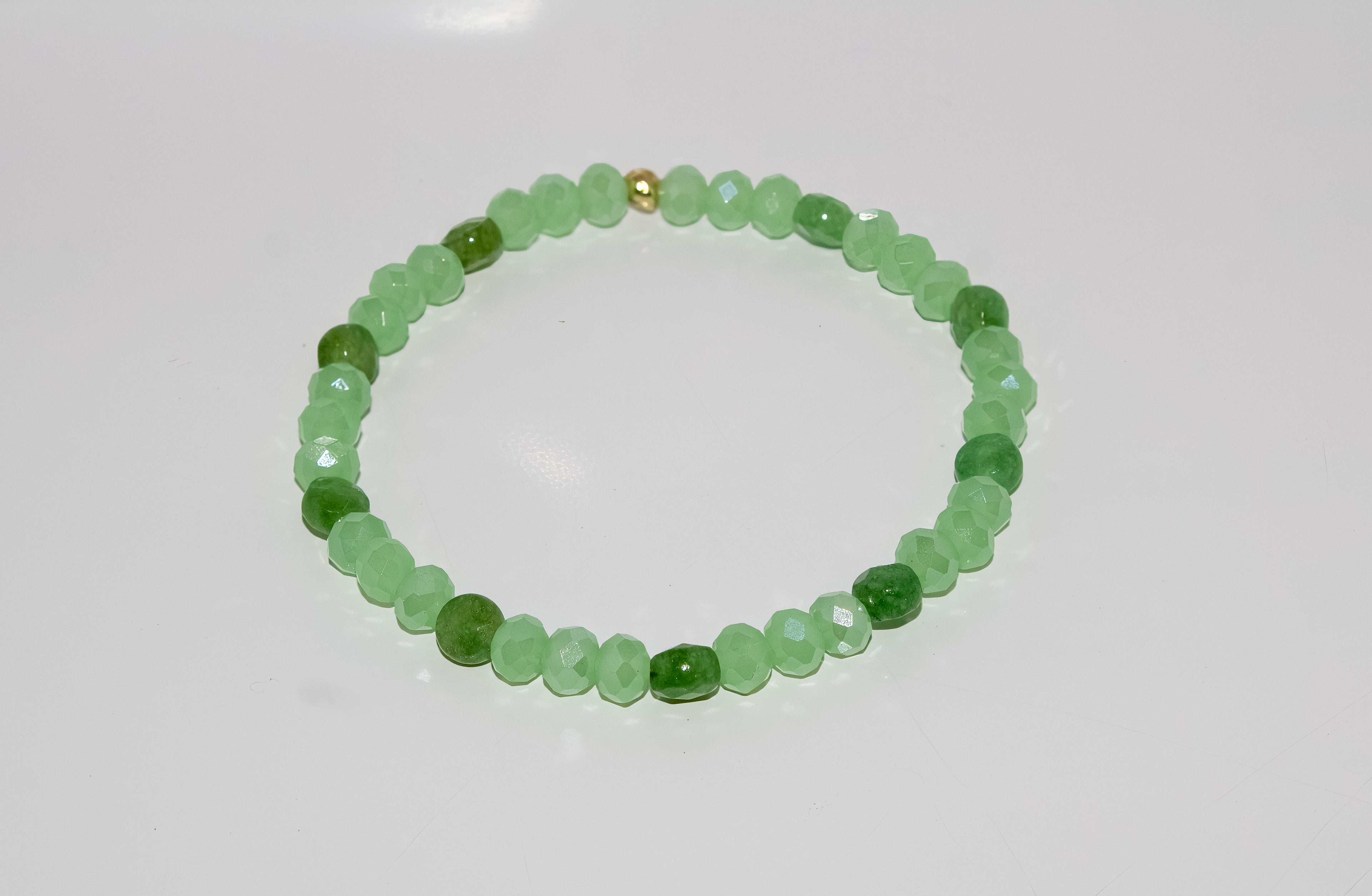 Faceted Green Jade Stretch Bracelet