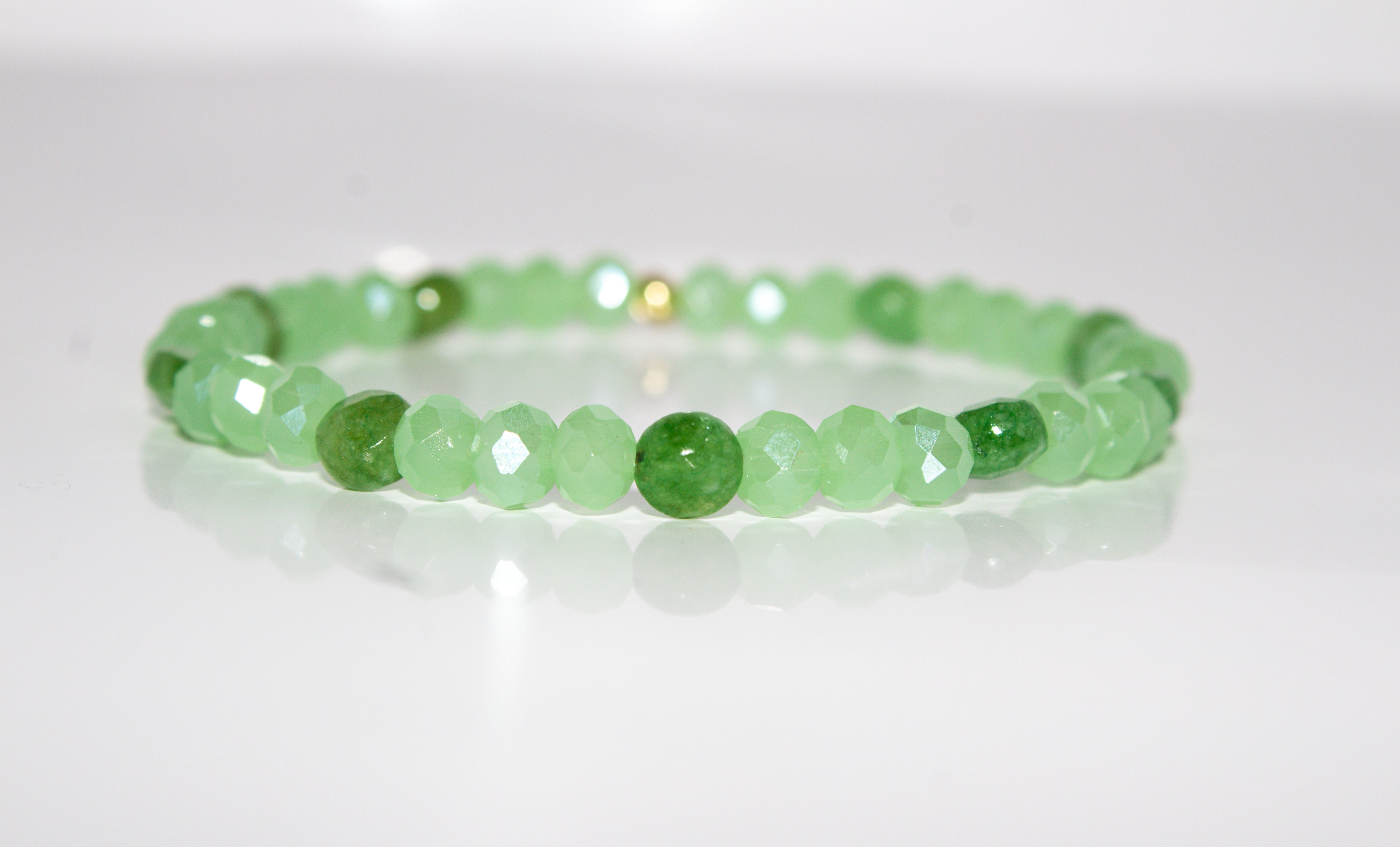 Faceted Green Jade Stretch Bracelet