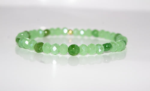 Faceted Green Jade Stretch Bracelet