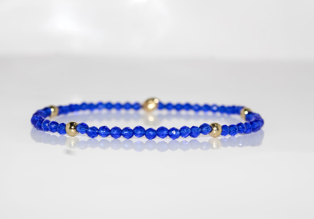 Faceted Royal Blue Crystal Stretch Bracelet