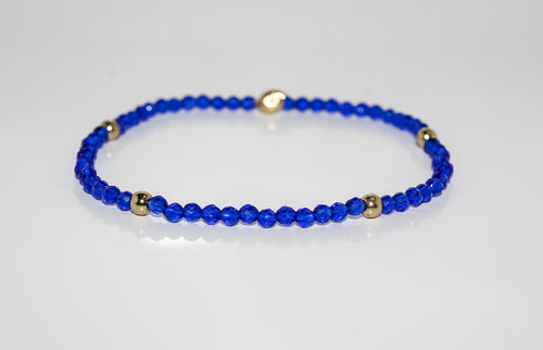 Faceted Royal Blue Crystal Stretch Bracelet