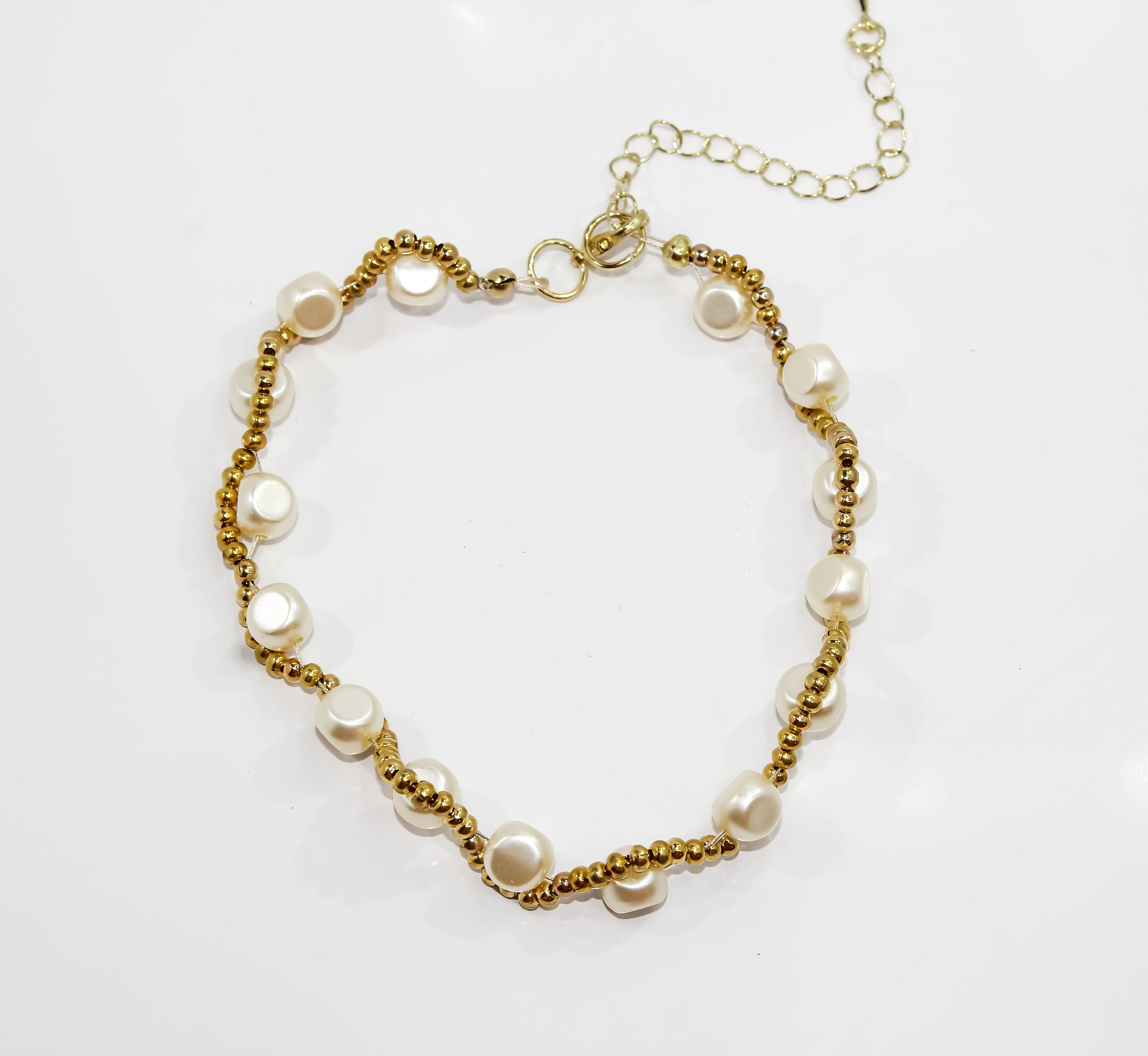 Gold Scalloped Pearl Wave Bracelet