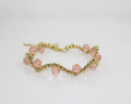Gold Scalloped Peach Crystal Wave Bracelet