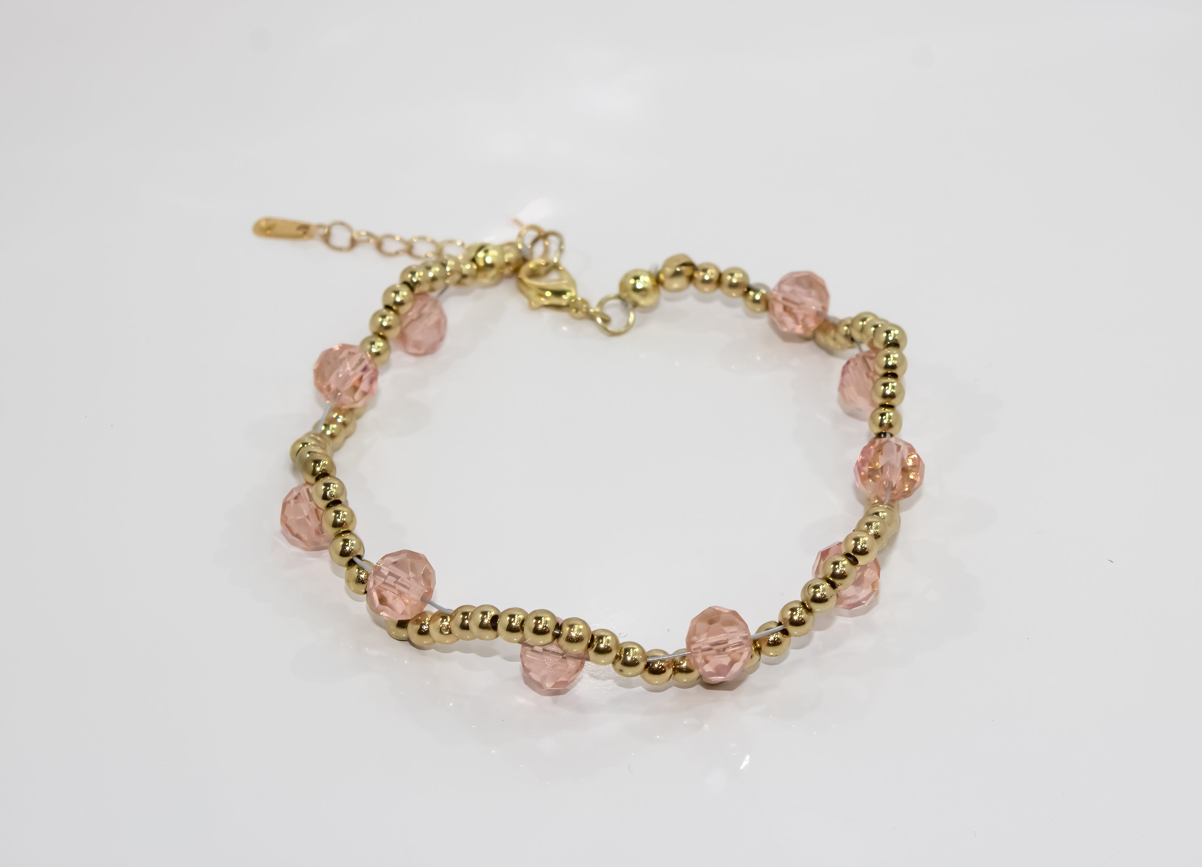 Gold Scalloped Peach Crystal Wave Bracelet