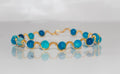 Handcrafted Gold Wire-Wrapped Ocean Blue Gemstone Bracelet