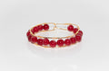 Handcrafted Gold Wire-Wrapped Red Jade Bangle