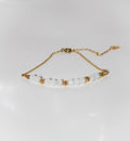 Gold Faceted White Quartz Bar Bracelet