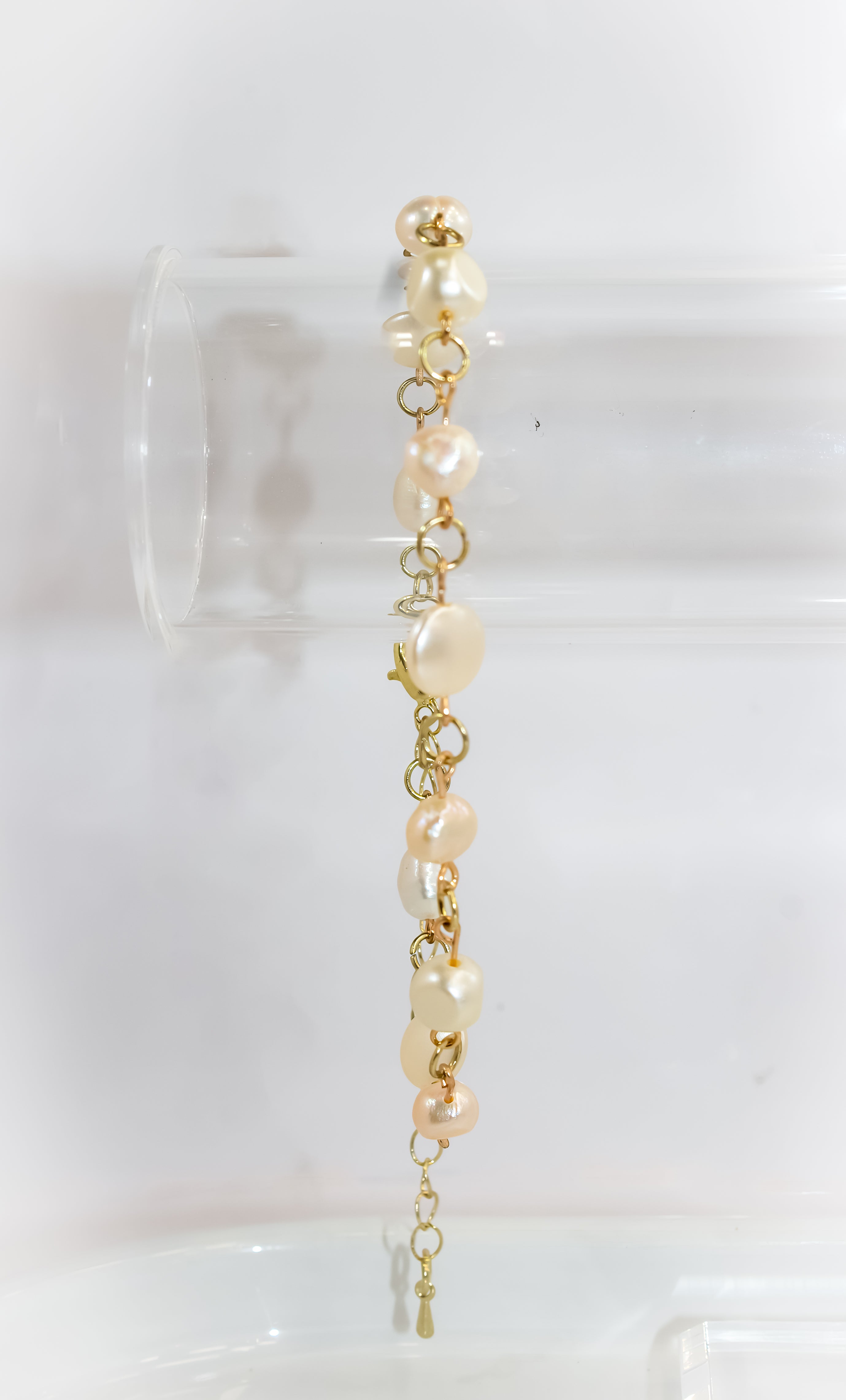 Handcrafted Gold Baroque Pearl Link Bracelet