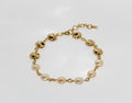 Handcrafted Half Pearl &amp; Gold Coin Link Bracelet