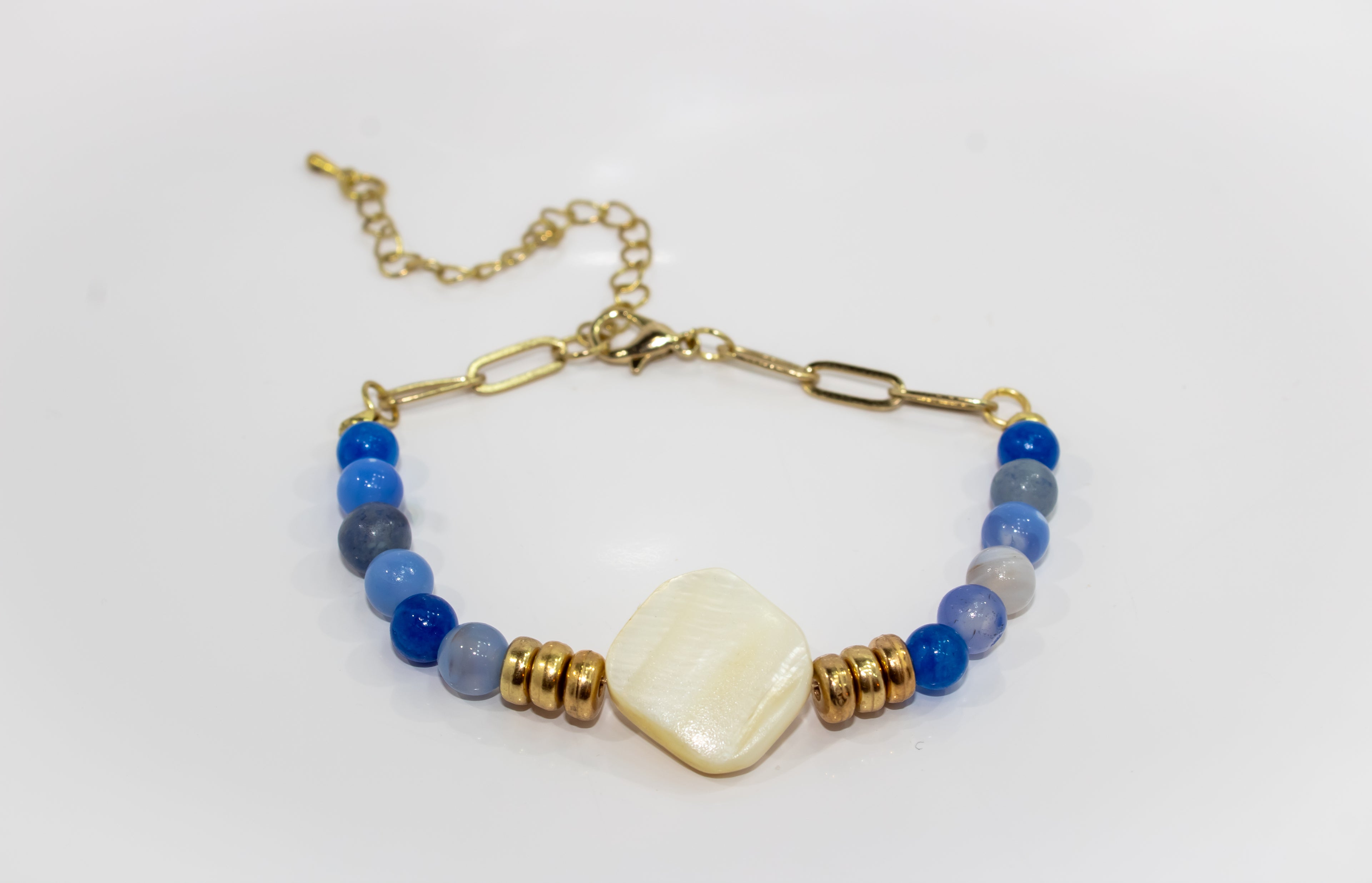 Handcrafted Mother of Pearl Square Focal Bracelet