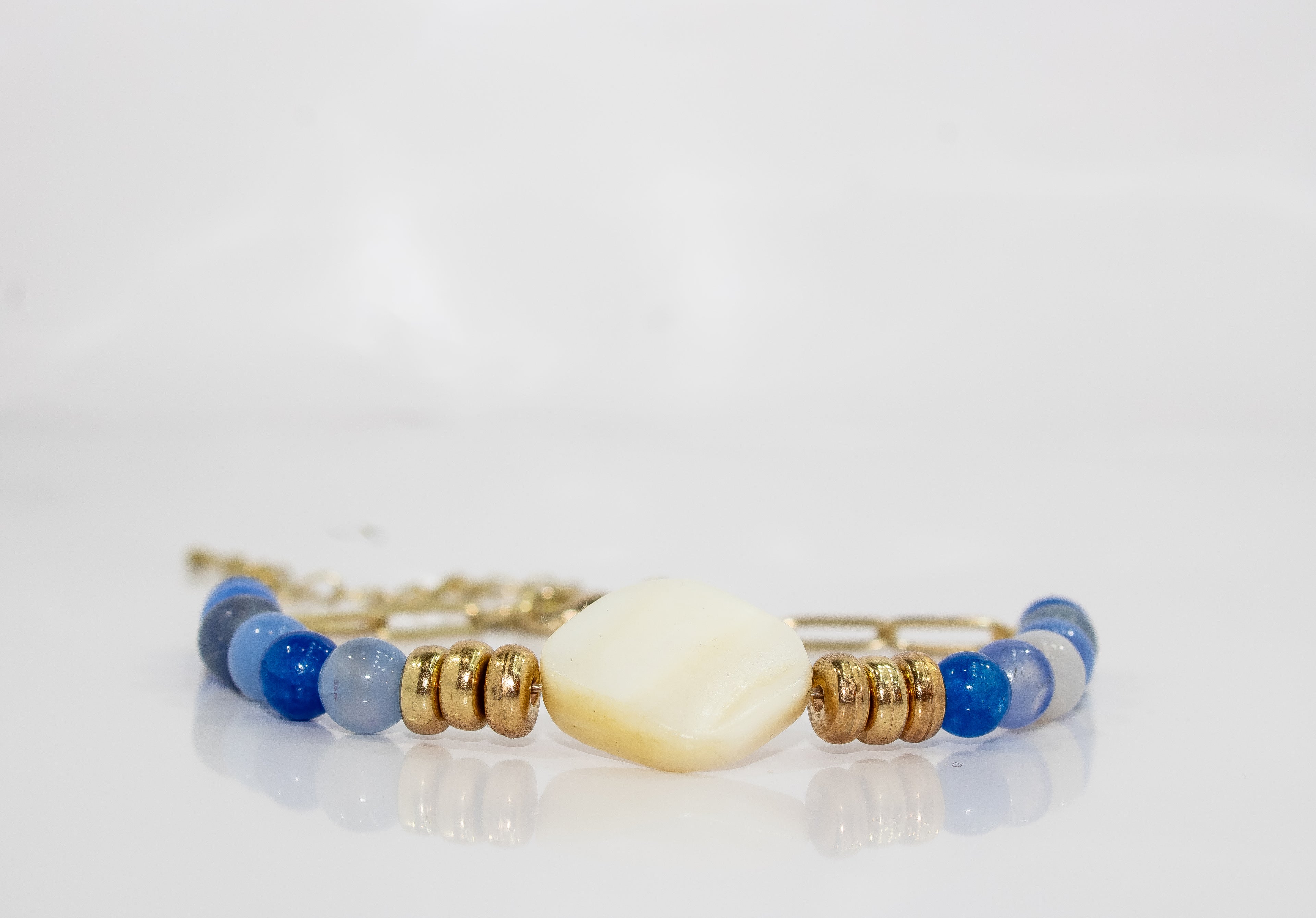 Handcrafted Mother of Pearl Square Focal Bracelet