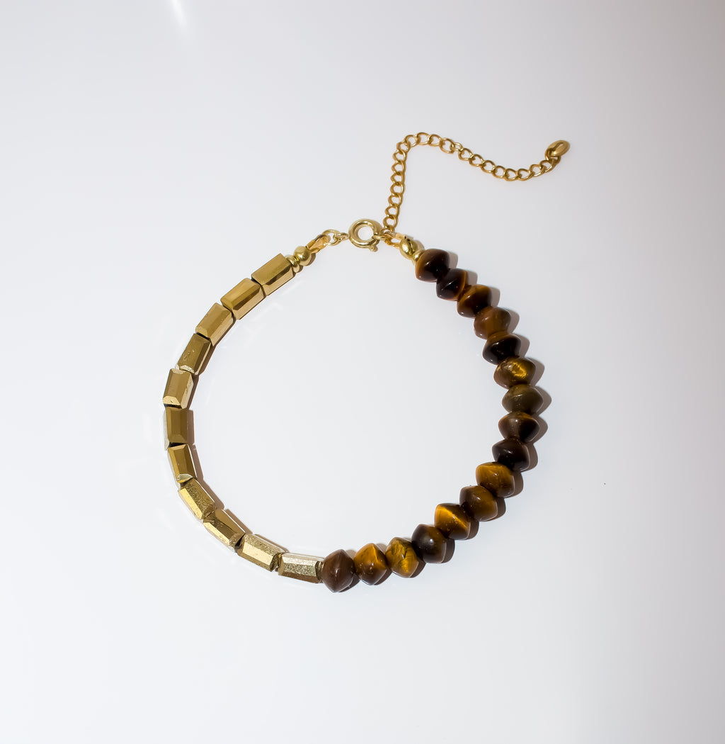 Gold and Tiger's Eye Beaded Bracelet