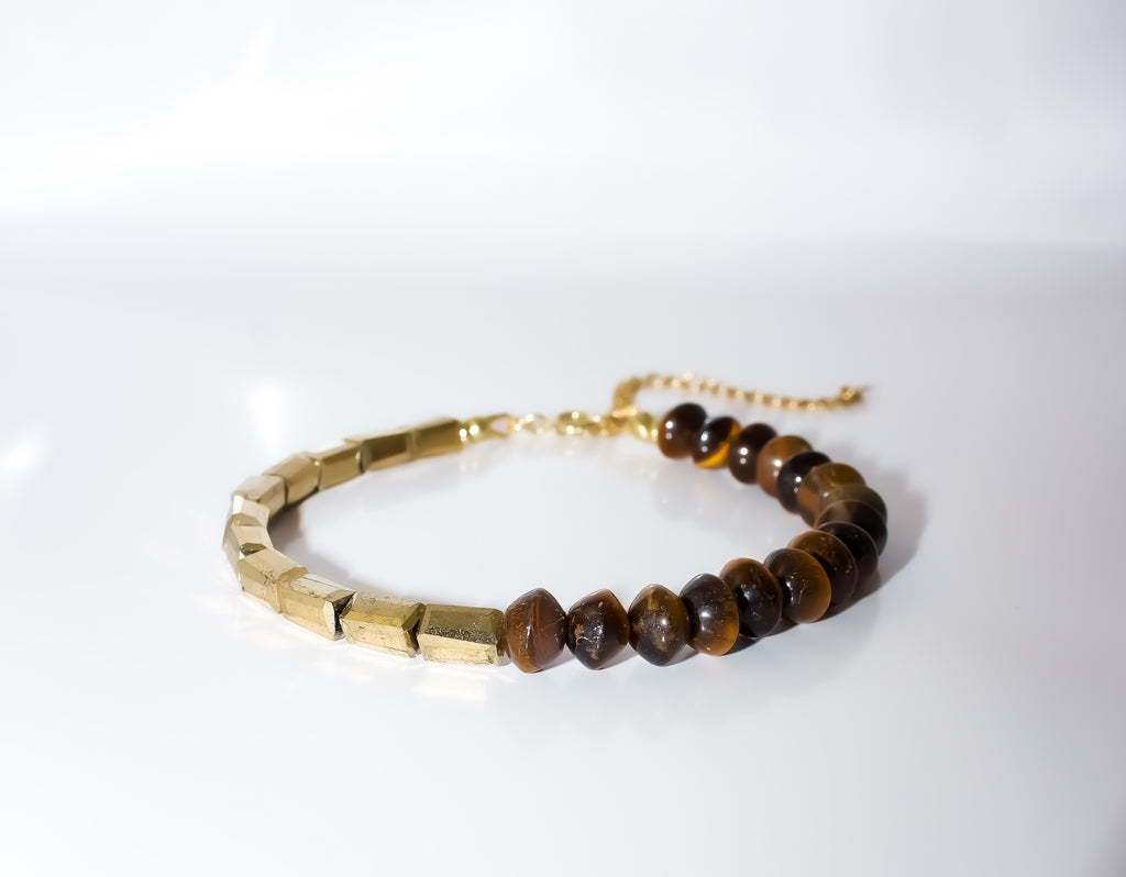 Gold and Tiger's Eye Beaded Bracelet