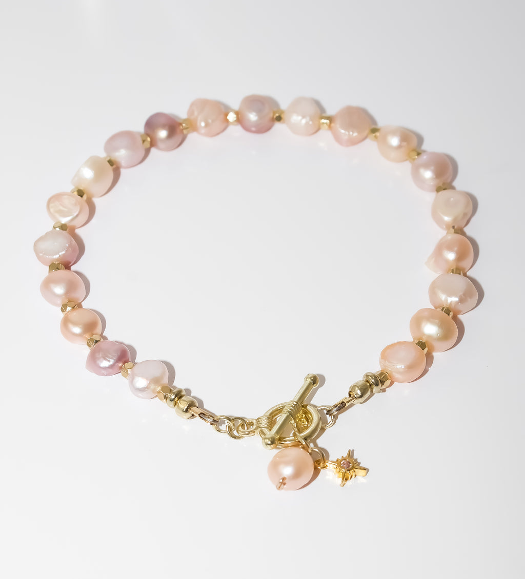 Blush Pearl Beaded Bracelet with Star Charm