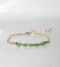 Gold Paperclip Chain Bracelet with Green Jade Gemstone Bar
