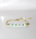 Gold Paperclip Chain Bracelet with Faceted Amazonite-Style Gemstone Bar