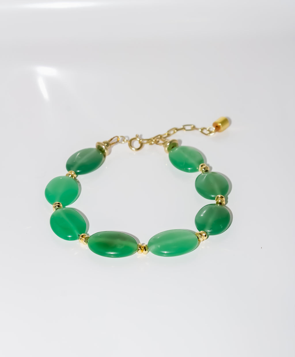 Green Agate Oval Beaded Bracelet