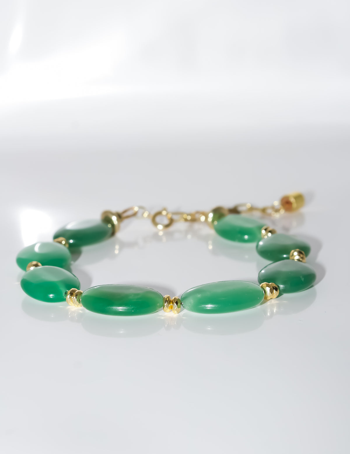 Green Agate Oval Beaded Bracelet