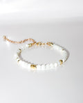 White Beaded Bracelet with Gold Accents