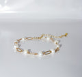 Gold Paperclip Chain Bracelet with Freshwater-Style Pearl Stations