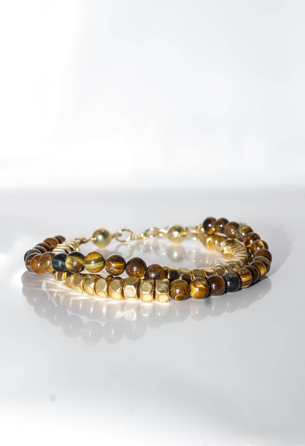 Tiger's Eye and Gold Double-Strand Bracelet
