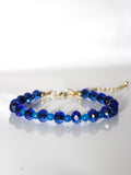 Sapphire Blue Crystal and Turquoise Beaded Bracelet