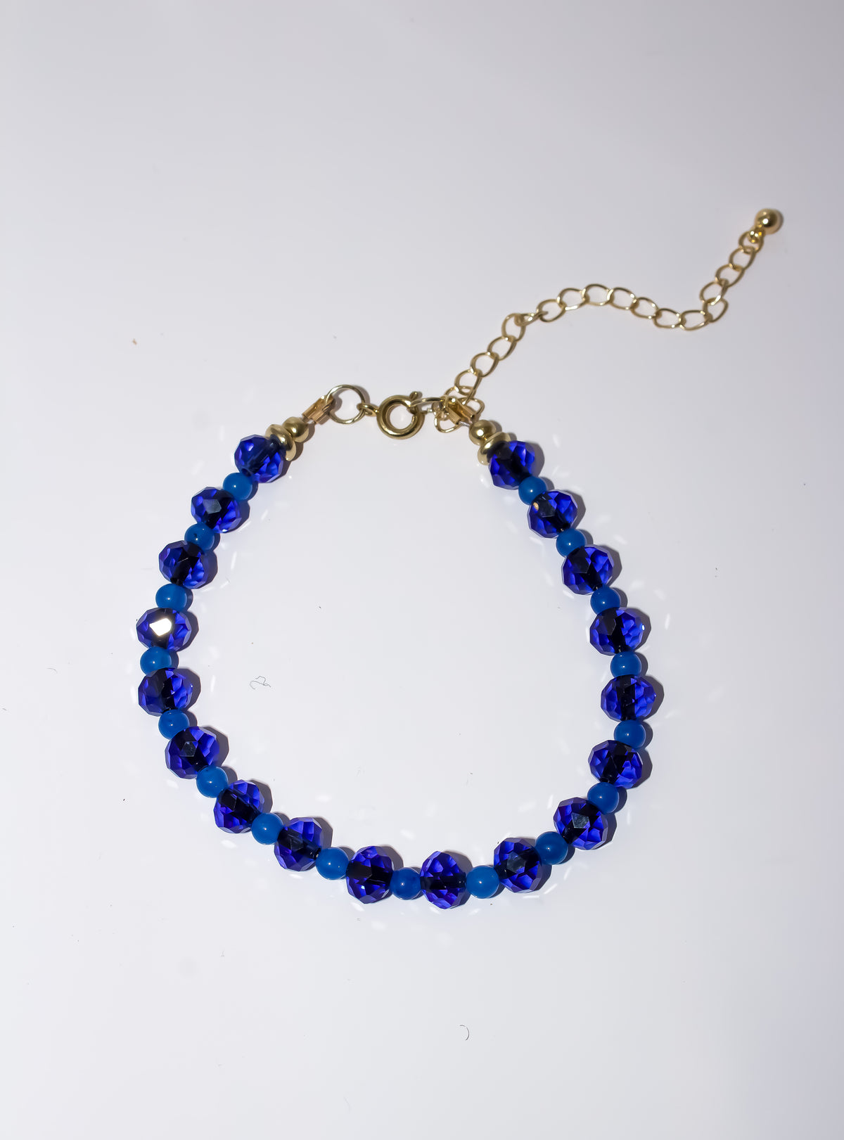 Sapphire Blue Crystal and Turquoise Beaded Bracelet