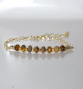 Gold Paperclip Chain Bracelet with Tiger's Eye Gemstone Bar