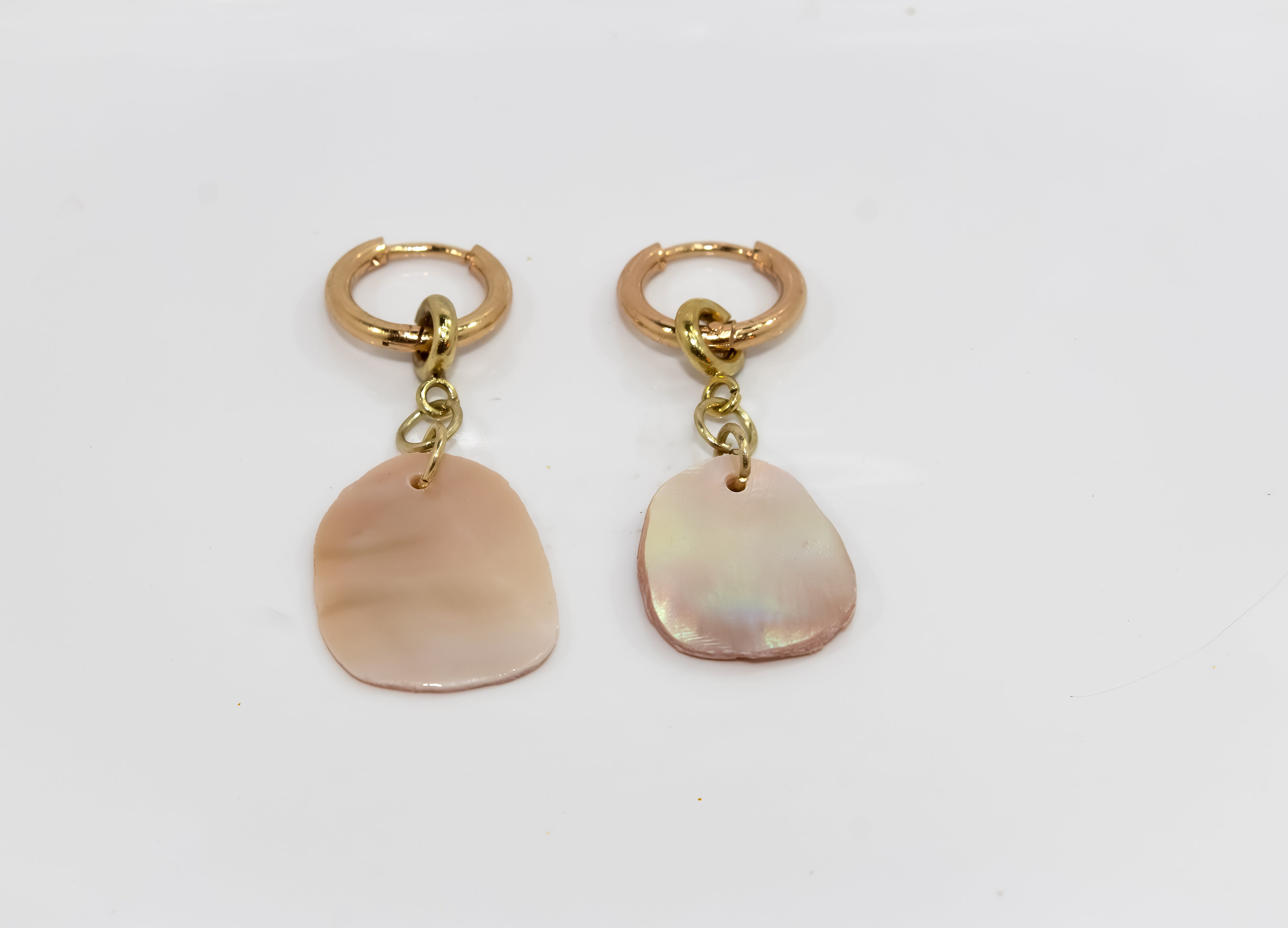 Gold Mother of Pearl Huggie Earrings
