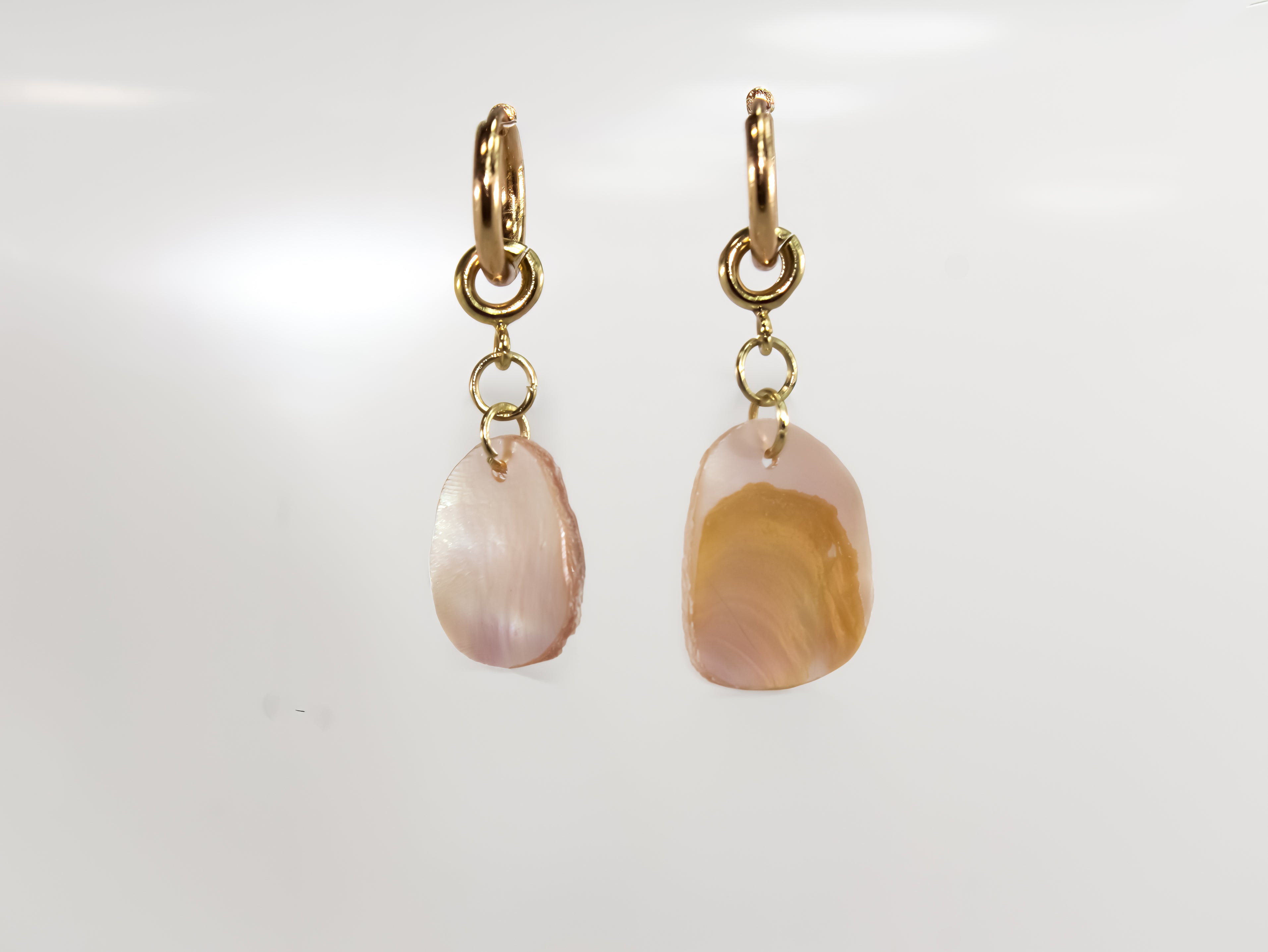 Gold Mother of Pearl Huggie Earrings