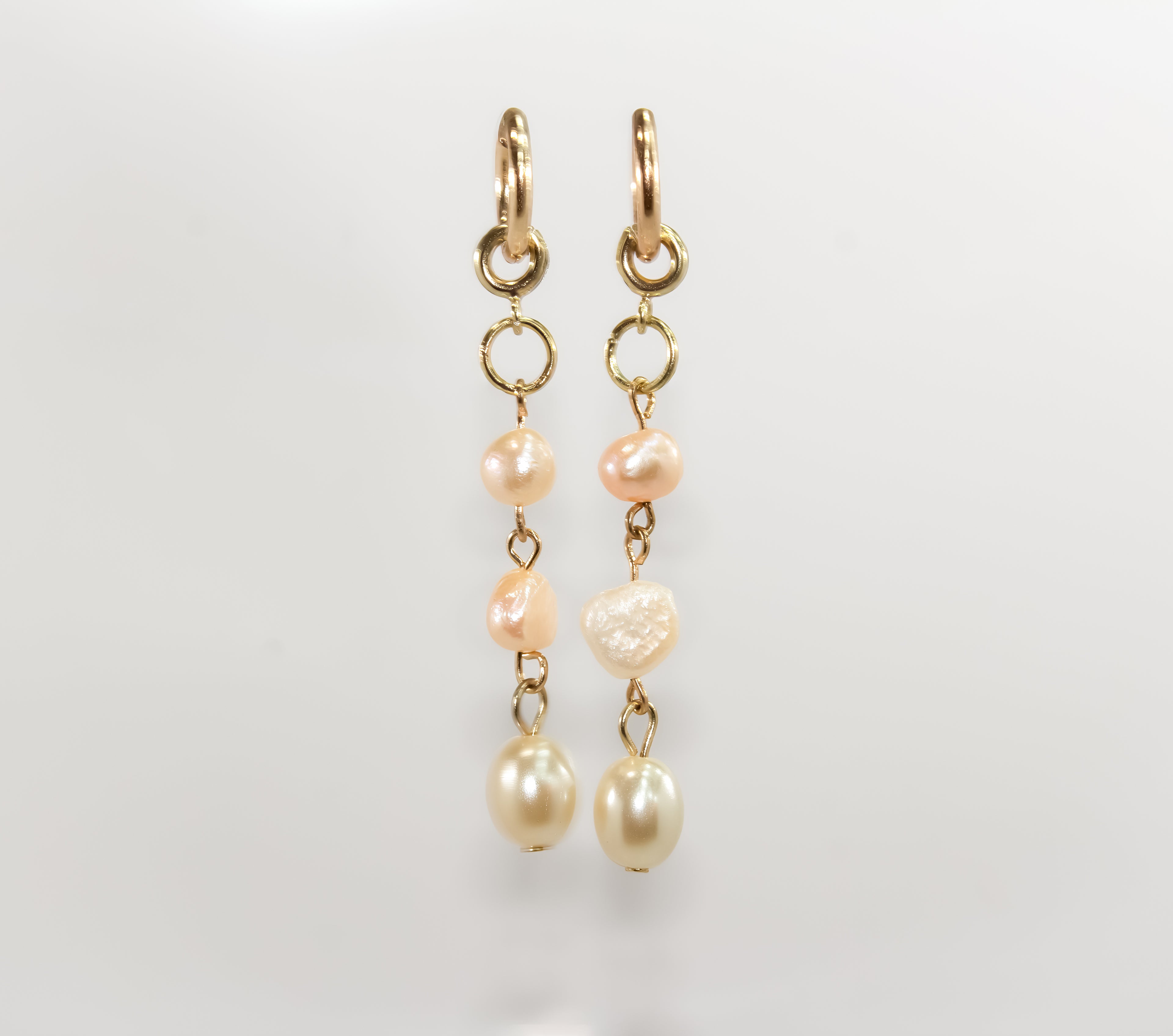 Gold Baroque Pearl Drop Huggie Earrings