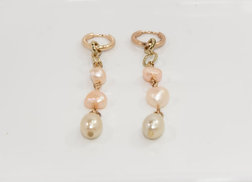 Gold Baroque Pearl Drop Huggie Earrings