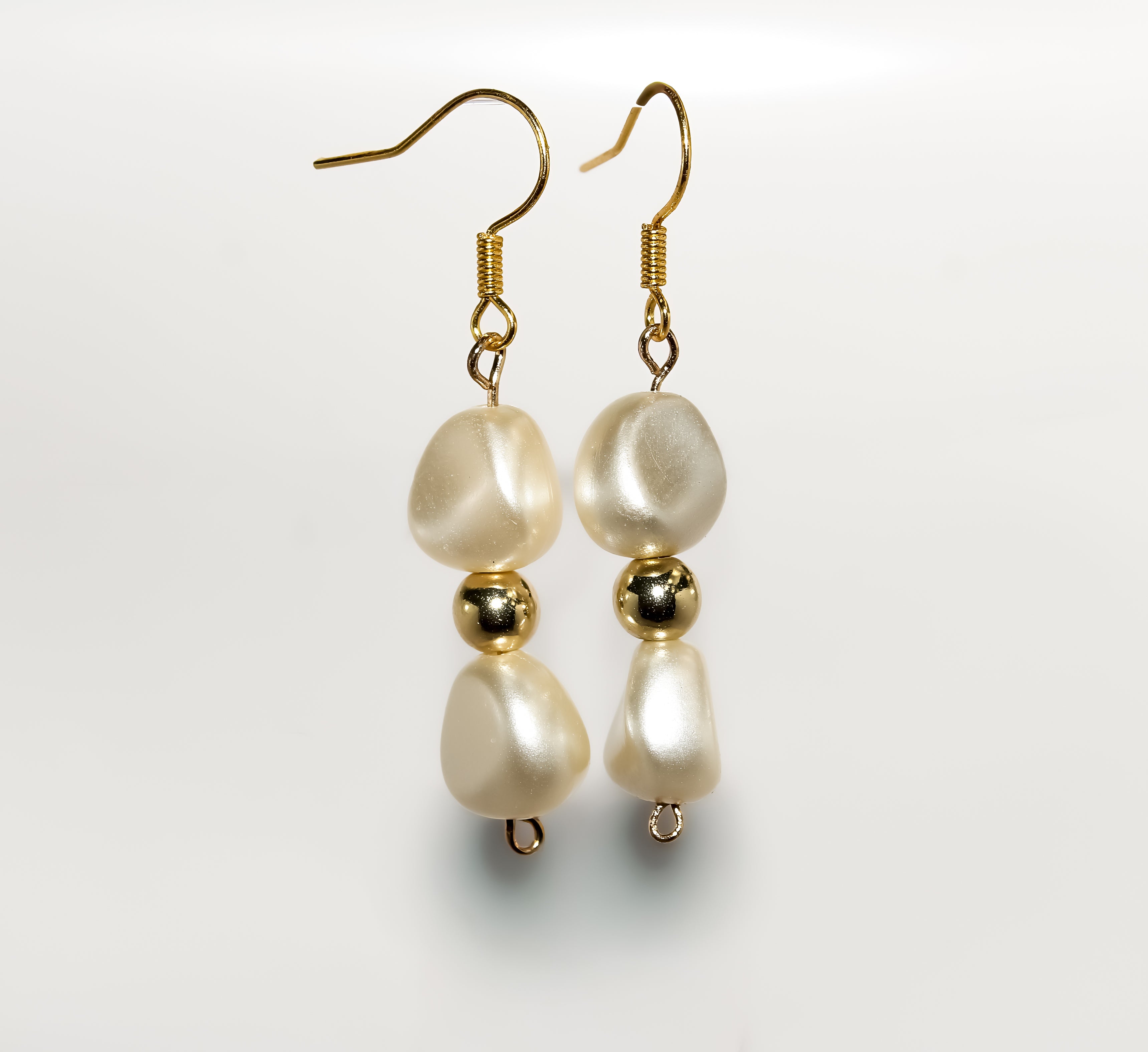 Gold Organic Pearl Drop Earrings