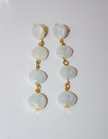 Gold Coin Pearl Long Drop Earrings