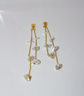 Gold Keishi Pearl Double Strand Dangle Earrings
