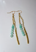 Gold and Amazonite Gemstone Dangle Earrings