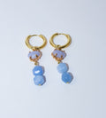 Gold Huggie Hoop Earrings with Periwinkle Blue Gemstone Drop