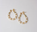 Freshwater-Style Pearl Hoop Earrings with Gold Crystal Rondelles