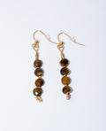 Gold Wire-Wrapped Tiger's Eye Dangle Earrings
