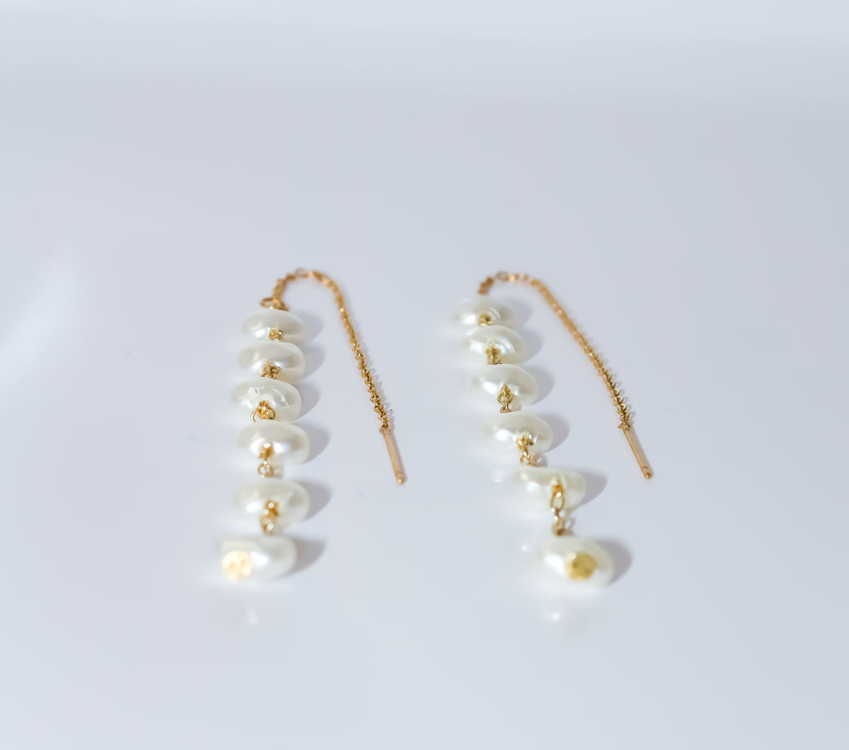 Gold Threader Earrings with Pearl Drops