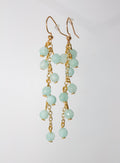 Gold Cascade Earrings with Aqua Amazonite-Style Gemstone Clusters
