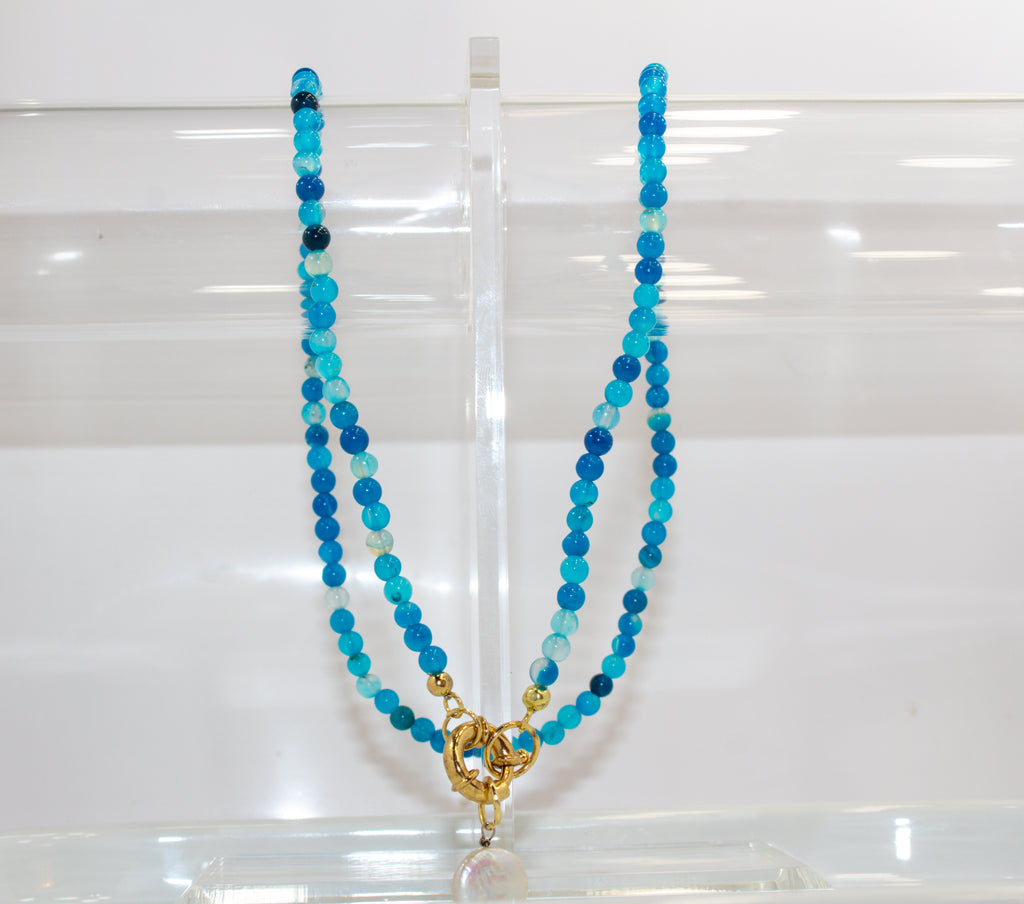 Handcrafted Ocean Blue Agate Necklace
