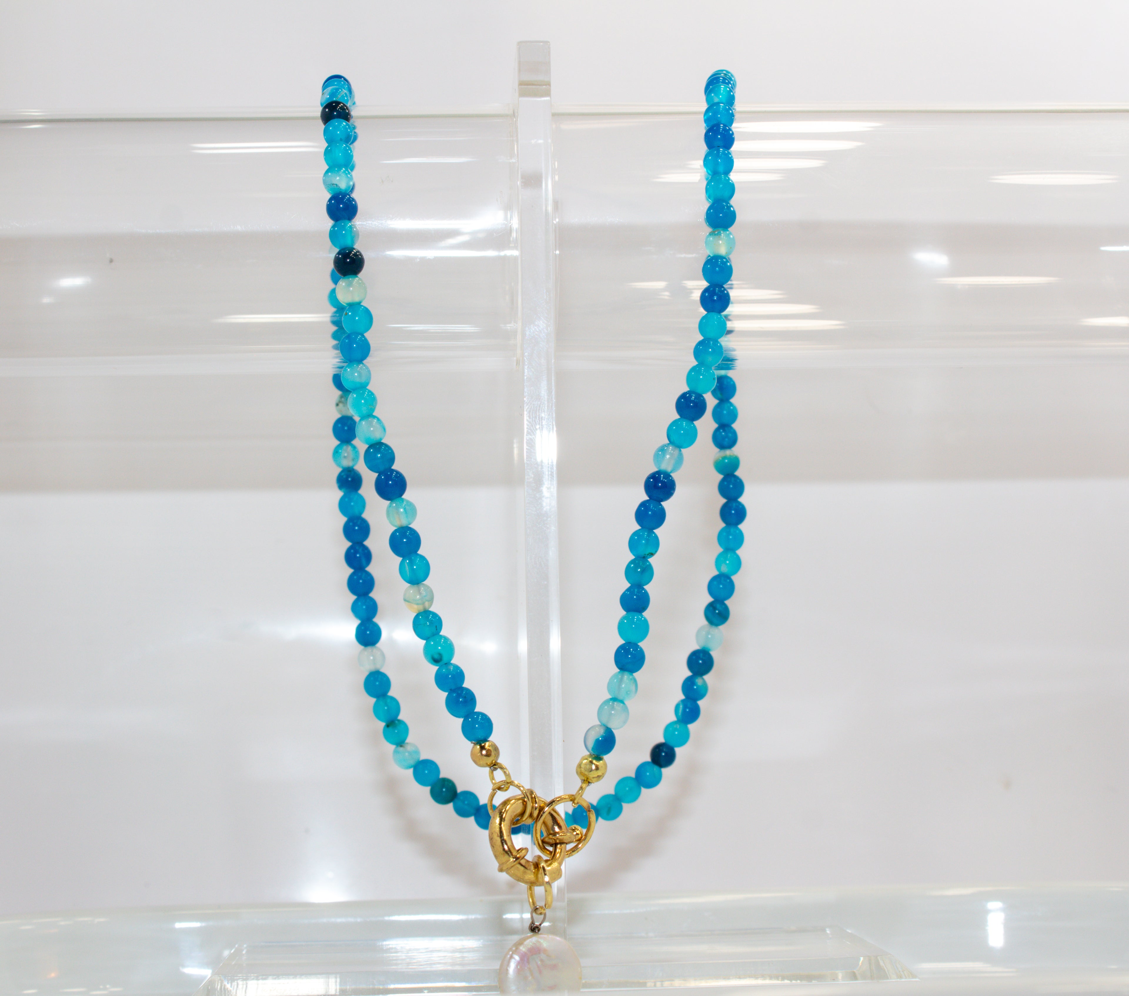 Handcrafted Ocean Blue Agate Necklace