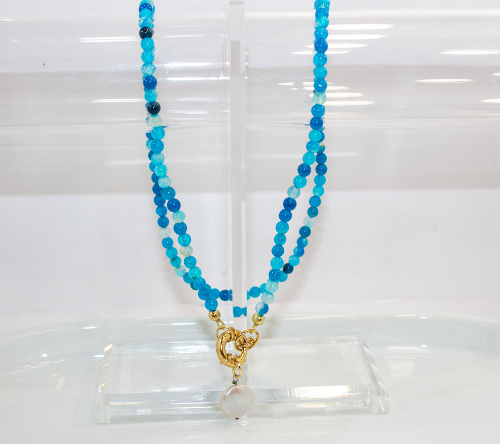 Handcrafted Ocean Blue Agate Necklace