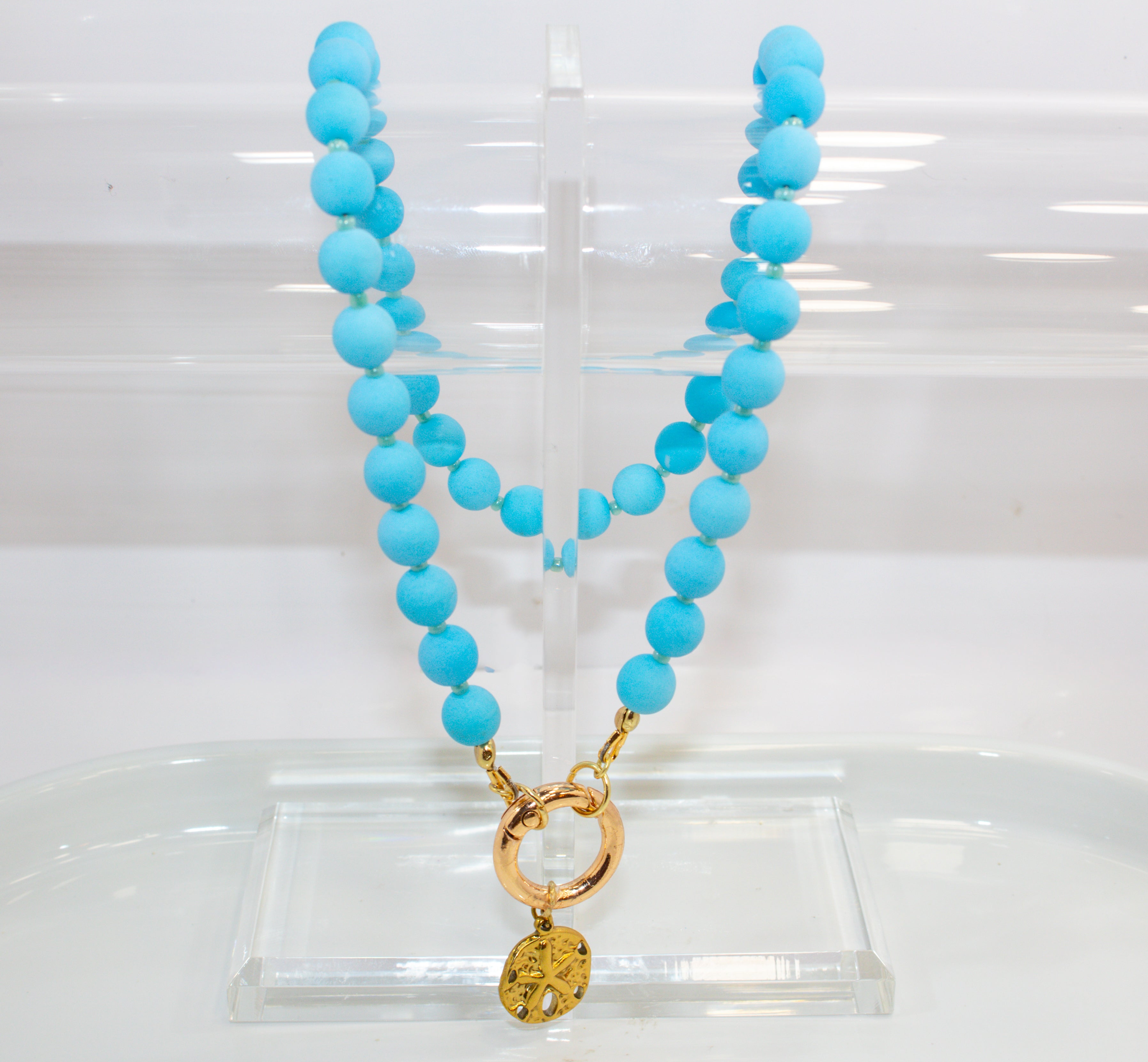 Handcrafted Ocean Blue Sand Dollar Necklace