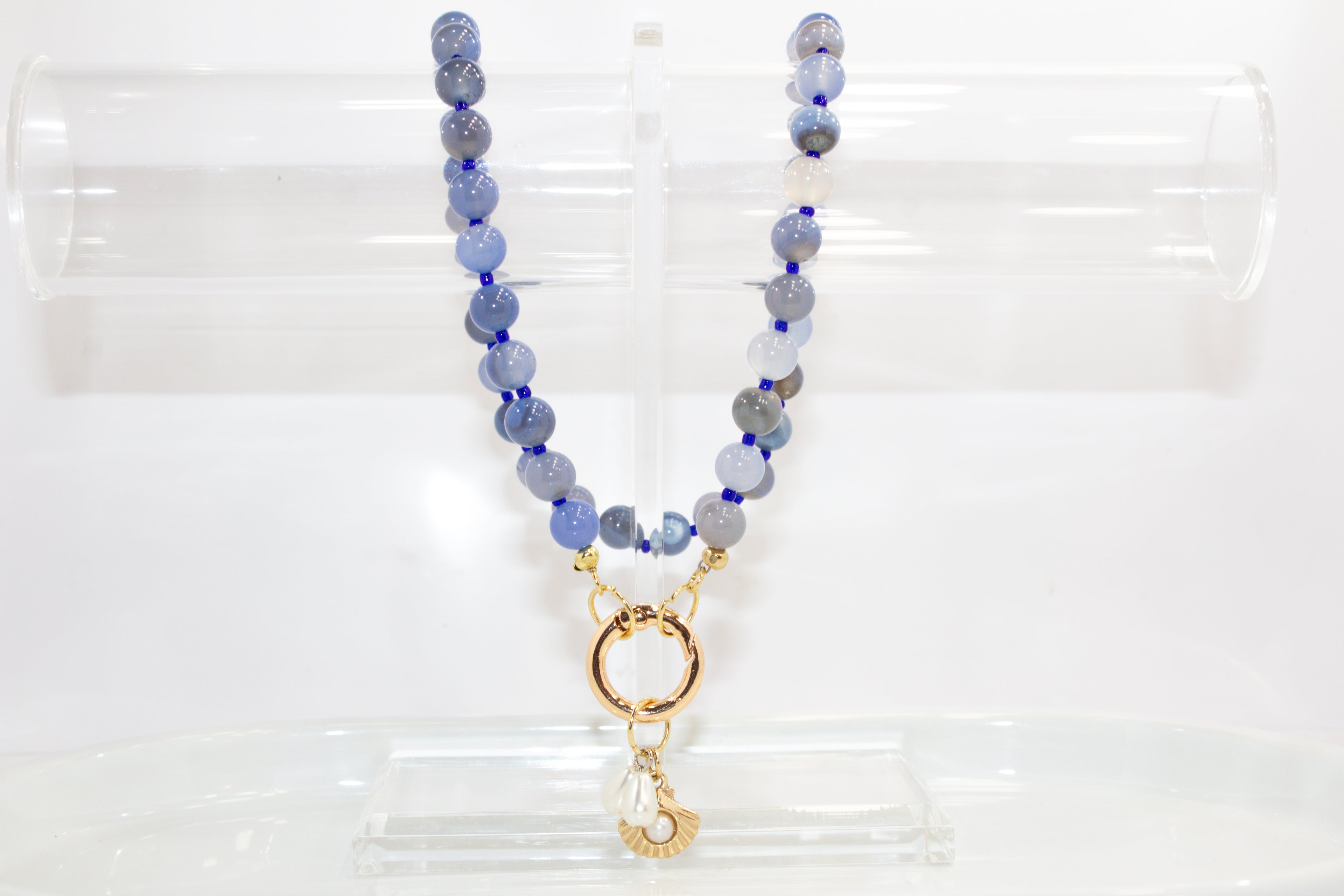Handcrafted Blue Lace Agate Necklace