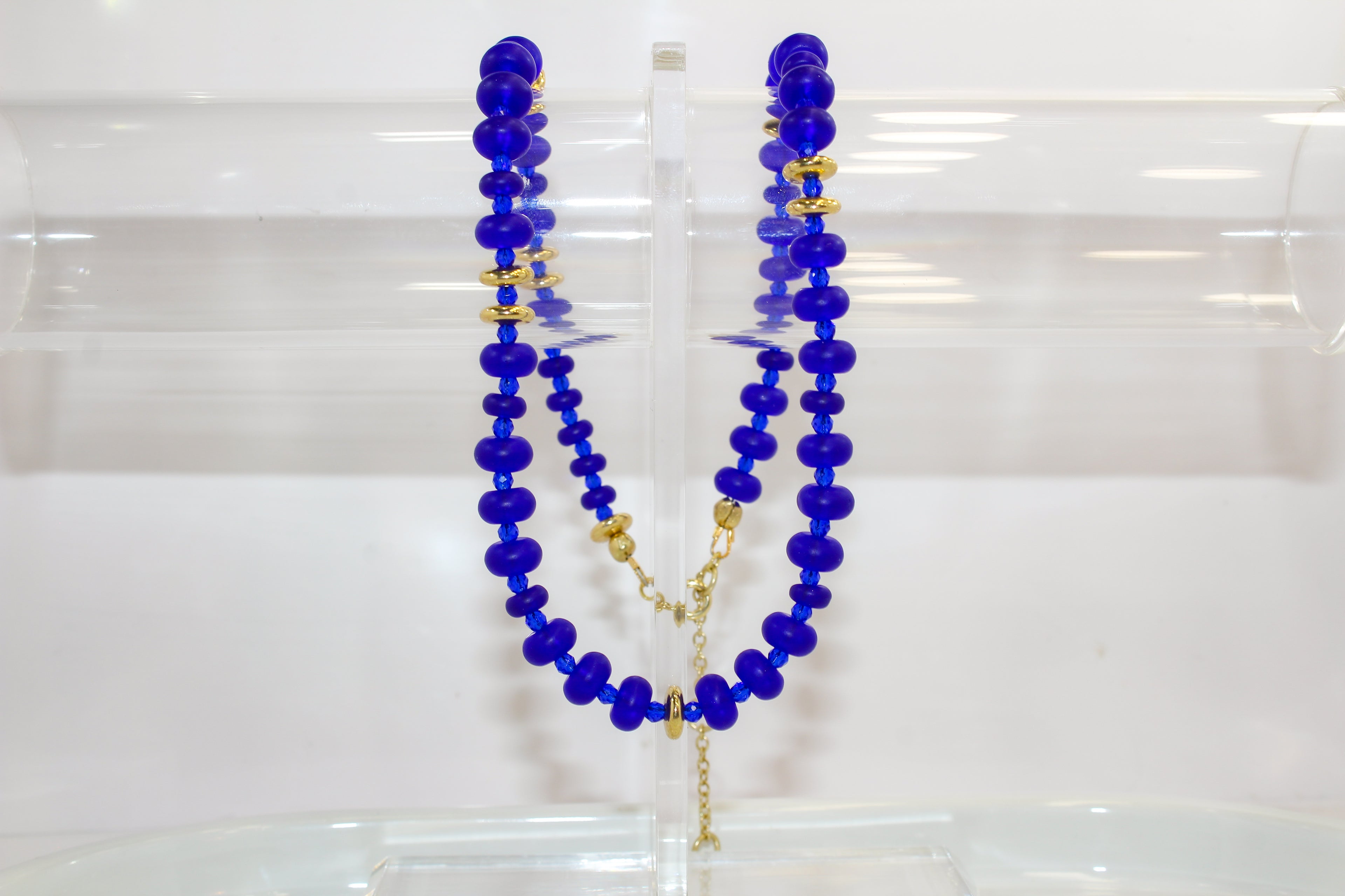 Handcrafted Deep Cobalt Blue Disc Necklace